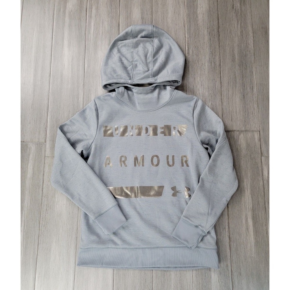 Under Armour Hoodie Small Gray Fleece Pullover Cold Gear Sweatshirt Womens Gym